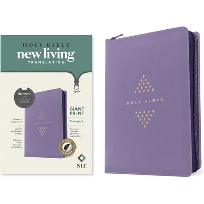 NLT Compact Giant Print Zipper Bible, Filament Enabled (Leatherlike, Diamond Lavender, Indexed, Red Letter)" - "" ("Tyndale")(Imitation Leather) (9781496486851)