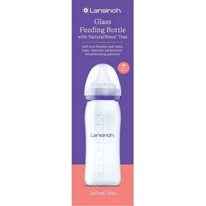 Lansinoh Стъклено шише с биберон Lansinoh - NaturalWave, 240 ml, 3м+ (77250)