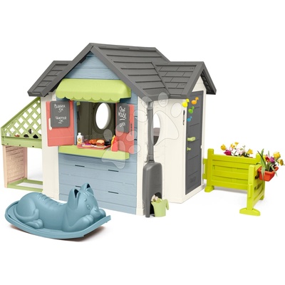Smoby Domček s obchodom a reštauráciou s modrou hojdačkou Chef House Life rozšíriteľný s komplet nadstavbovým riešením