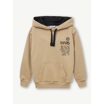 Winkiki Kids Wear chlapecká mikina s kapucí Mars béžová