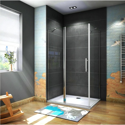 H K Obdélníkový sprchový kout MELODY B5 80x100 cm s jednokřídlými dveřmi s pevnou stěnou, včetně sprchové vaničky z litého mramoru