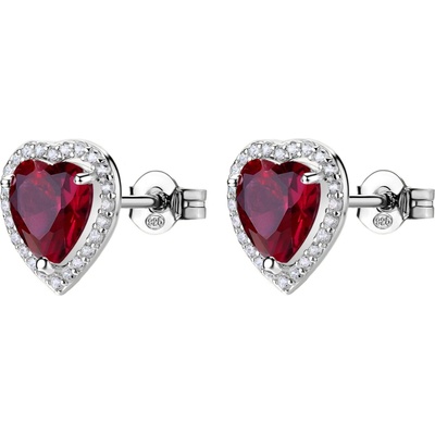 Brosway Strieborné srdiečkové náušnice Fancy Passion Ruby FPR142