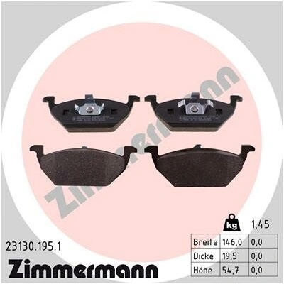 Sada brzdových destiček, vždy 4 kusy v sadě ZIMMERMANN 23130.195.1 (231301951)