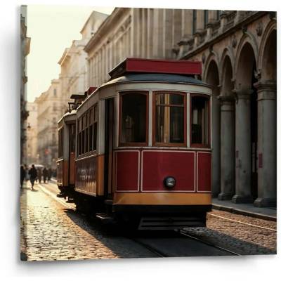 Sablio Obraz Historická červená tramvaj - 110x110 cm