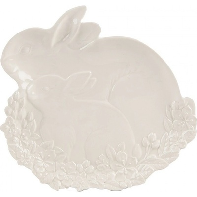 Clayre & Eef Keramický tanierik / miska v tvare králikov Rabbit - 23 * 24 * 2 cm
