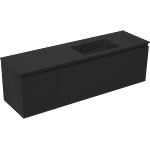 Mexen Rivel шкаф за баня 160 см с мивка Otis дясна, 1S, 1D, оребрена, черна мат (91A23-16047-3-BBFF71-W18P71)