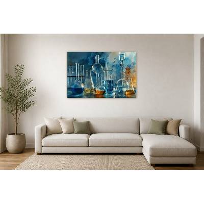 Obraz na plátně – Laboratorní sklo s barevnými kapalinami 135 × 90 cm
