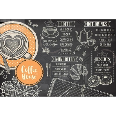 Wallity Картина върху стъкло 70x50 cm Coffee House - Wallity (402MGN2617)