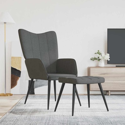 VidaXL 327953 relaxační se stoličkou tmavě šedá textil