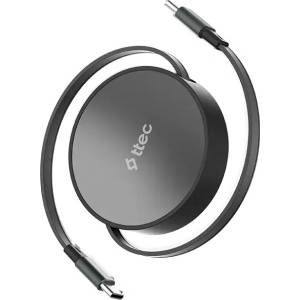 Ttec Кабел ttec - Mini Retractable, 100W, USB-C/USB-C, черен (8694470828220)