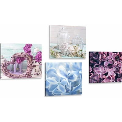 Set obrazů zátiší vojtěšek a květin - 4x 40x40