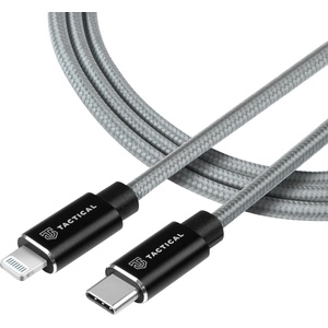 Tactical Aramid изключително здрав кабел USB-C/Lightning MFI - 1m - Сив KP31195