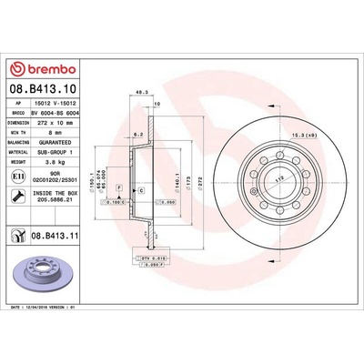 Brzdový kotouč BREMBO 08.B413.11 | Zboží Auto