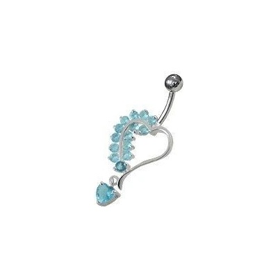 S4U Stříbrný piercing do pupíku srdíčko (tyrkysová) BP01312-Q