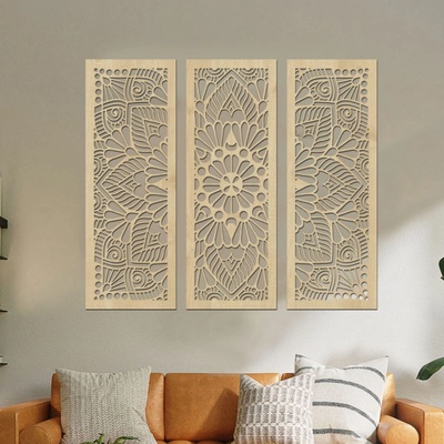 dřevo života Dřevená 3 dílná mandala QUADRO Zvolte barvu dekoru: Javor, Rozměry (cm): 120x100