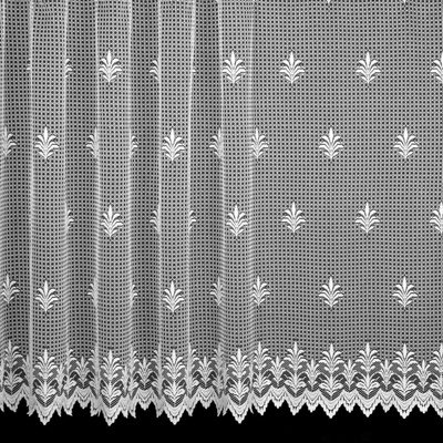 Českomoravská textilní žakárová záclona V817, ornamenty,, s bordurou, bílá, výška 150cm (v metráži)