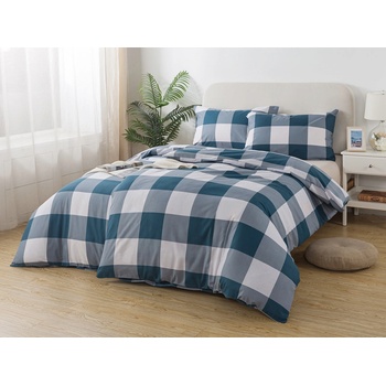 Xpose bavlna obliečky Káro na dve postele modré 140x200 70x90