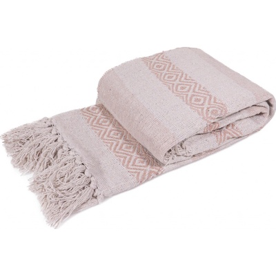 Home Styling Collection Deka s třásněmi pruhovaná žakárová růžová 130x170