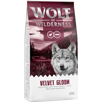 Wolf of Wilderness 2х12кг Adult Velvet Gloom Wolf of Wilderness, суха храна за кучета - пуешко и пъстърва
