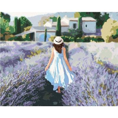 zuty Malování Podle Čísel Levandulové Pole A Žena V Provence 80 x 100 Cm Plátno
