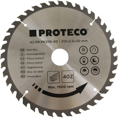 Proteco 09-PK210-40 kotouč pilový SK 210x2.6x30 40z + redukce 30/20 mm 42.09-PK210-40