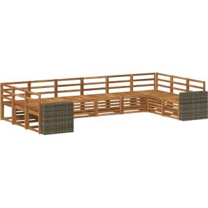vidaXL Комплект дивани за открито 10 бр. Натурално (3384905)