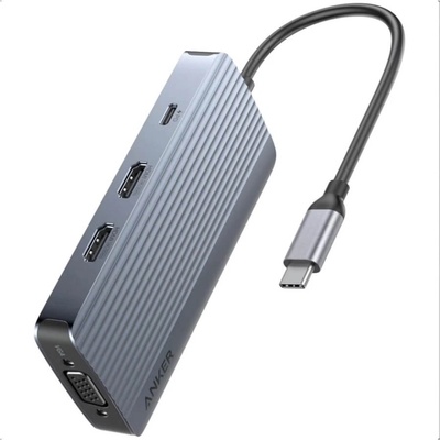 Anker Мултифункционален хъб за свързване на допълнителна периферия за устройства с USB-C - Anker 8-in-1 Multifunctional USB-C Hub (тъмносив) (A83790A2)