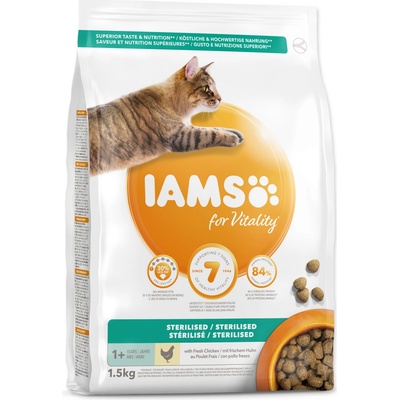 Iams for Vitality Sterilized Cat Food with Fresh Chicken 1,5 kg