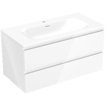 Mexen Orio шкаф за баня 90 см с мивка Vela, 2 чекмеджета, бял гланц (91A10-09047-2-BFF00-W23M00)