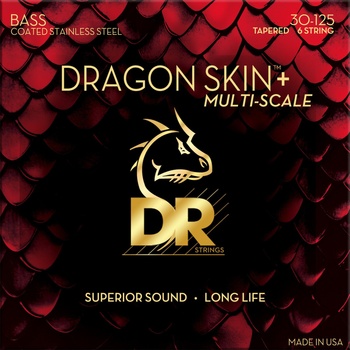 DR Strings Dragon Skin+ Coated Steel 6-String Medium 30-125 Tapered Multi-Scale Струни за 6-струнна бас китара