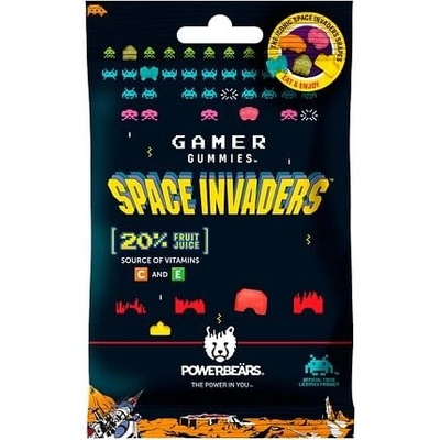 Powerbeärs Space Invaders žvýkací bonbony s ovocnými příchutěmi 50 g