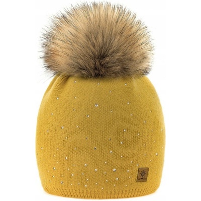 Fashionweek dámská zimní čepice s bambulí flísová podšívka Jenot Verona Hořčičný