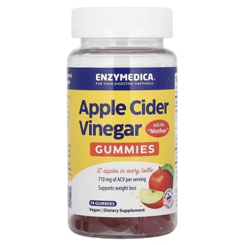 Enzymedica Ябълков оцет Gummies, ябълков оцет, 74 гуми