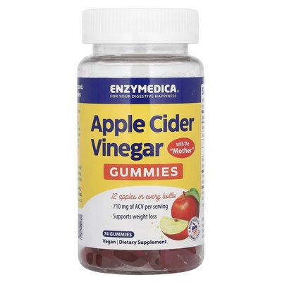 Enzymedica Ябълков оцет Gummies, ябълков оцет, 74 гуми