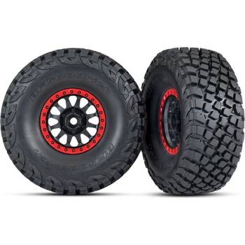 Traxxas Tires and wheels, assembled, glued (Method Racing wheels, black with red beadloc (TRX8474)