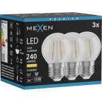 Mexen Vintis 3x LED филамент крушка E27, G45, 2W, Топла - 2700K, 240 lm, прозрачна (L156-E27-0227-00x03)