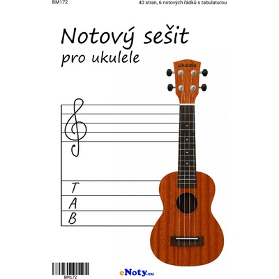 Notový sešit pro ukulele A4 40 stran, 6 notových řádků s tabulaturou