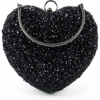 Image 1 of Блестяща черна чанта - сърце