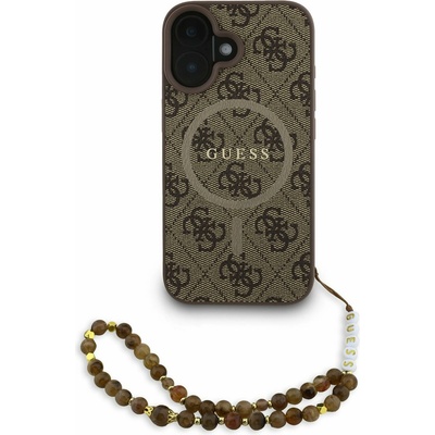 GUESS PU кожен 4G цветен пръстен каишка MagSafe заден калъф за iPhone 16 кафяв Guess | Kafyav | ЖЕНИ | UNI