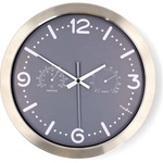 Nedis Стенни часовници Nedis CLWA5226SS, диаметър 30 cm, неръждаема стомана, безшумен механизъм: часовник, термометър, индикатор за влажност (CLWA5226SS)