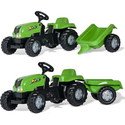 Rolly toys Pedálový traktor Rolly Kid-X s prívesom zelený