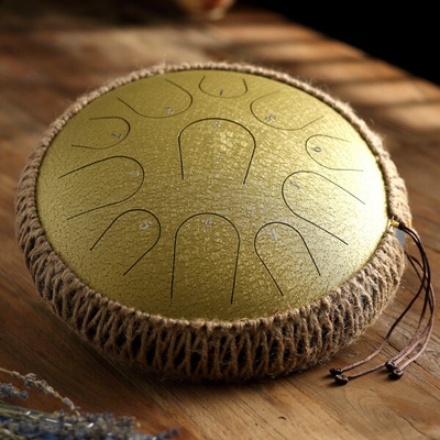 Tongue drum opletený 13" 33 cm 11 tónov C-dur Zlatý s príslušenstvom