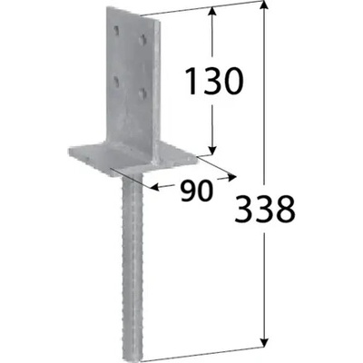 DomaxW zapustená pätka stĺpika obojstranná PSW 90 - 90 x 90 x 130 x 8 mm 6 ks