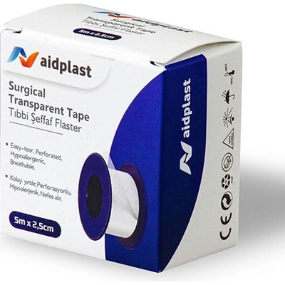 Aidplast priehľadná porézna náplasť na cievke 5 m x 2,5 cm