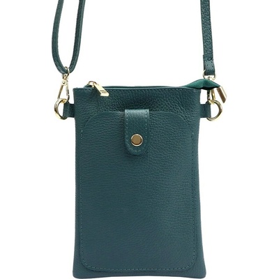 Dvouoddílová malá tyrkysová kožená crossbody kabelka pouzdro na mobil Luka no. 070