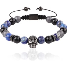 Sam's Artisans korálkový náramok Beaded Skull BLK INRM204