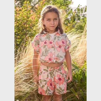Mayoral Панталон къс цветя в цвят мандарина и розово за мини момиче Mayoral