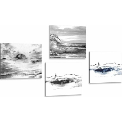 Set obrazů moře v imitaci olejomalby - 4x 60x60