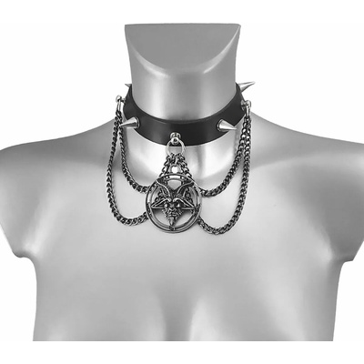 Leather & steel fashion Колие с висулка sigil НА БАФОМЕТ КОЖЕН ЧОКЪР - lsf9 52