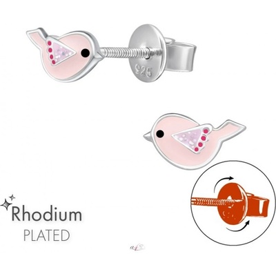 Prošperk stříbrné náušnice pecky Ptáček šroubovací S0057